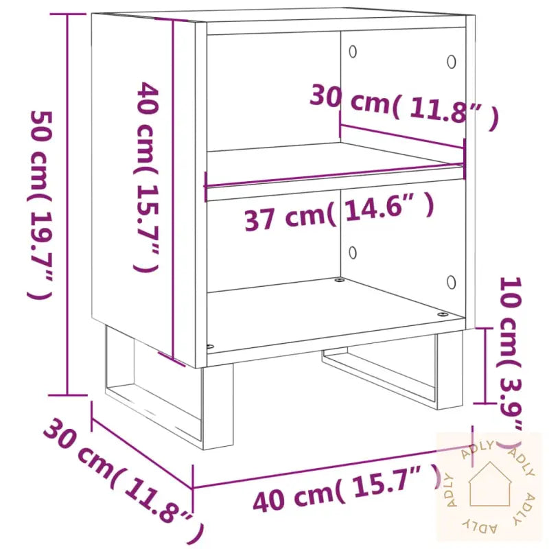 Nattbord 2 Stk Hvit 40X30X50 Cm Konstruert Tre