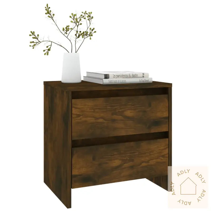 Nattbord 2 Stk Røkt Eik 45X34,5X44,5 Cm Konstruert Tre