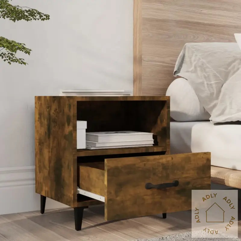 Nattbord 2 Stk Røkt Eik Konstruert Tre