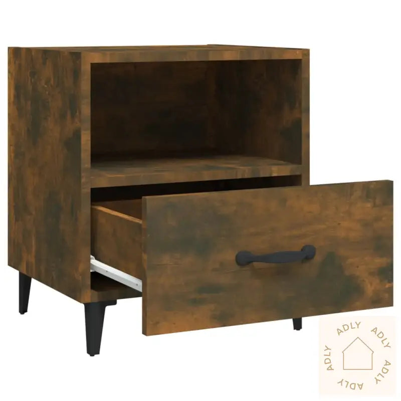 Nattbord 2 Stk Røkt Eik Konstruert Tre