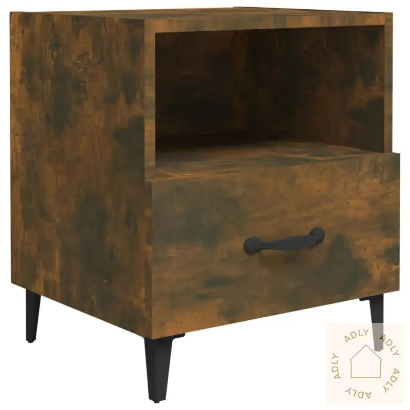 Nattbord 2 Stk Røkt Eik Konstruert Tre