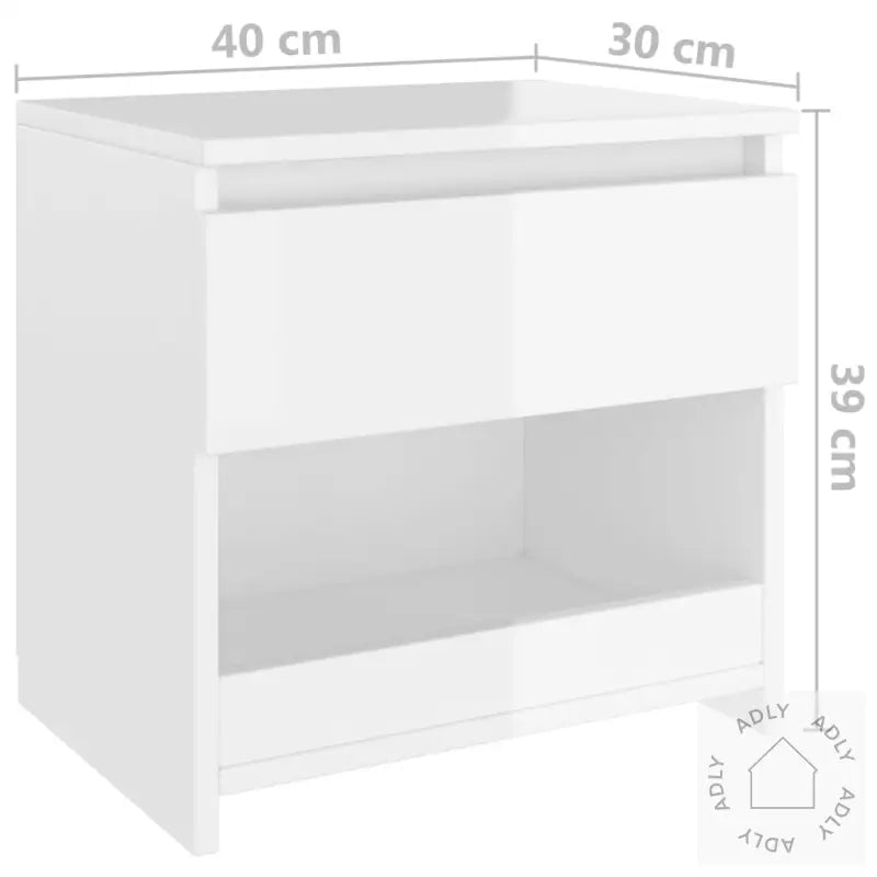 Nattbord 2 Stk Høyglans Hvit 40X30X39 Cm Konstruert Tre