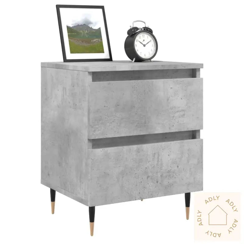 Nattbord 2 Stk Betonggrå 40X35X50 Cm Konstruert Tre