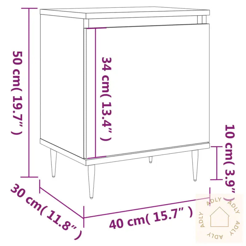 Nattbord 2 Stk Hvit 40X30X50 Cm Konstruert Tre