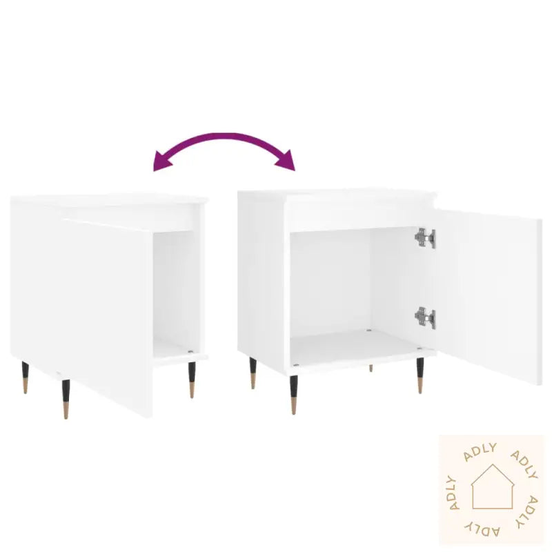 Nattbord 2 Stk Hvit 40X30X50 Cm Konstruert Tre