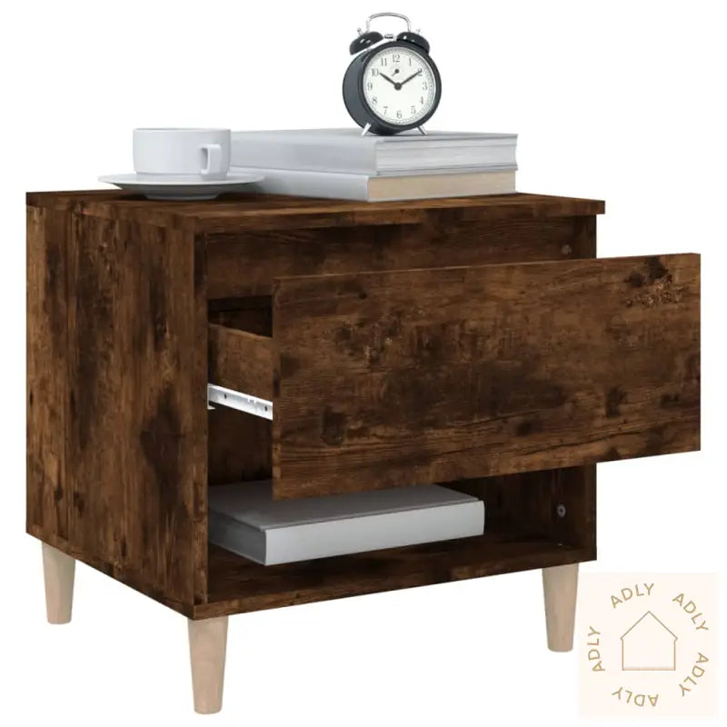 Nattbord 2 Stk Røkt Eik 50X46X50 Cm Konstruert Tre