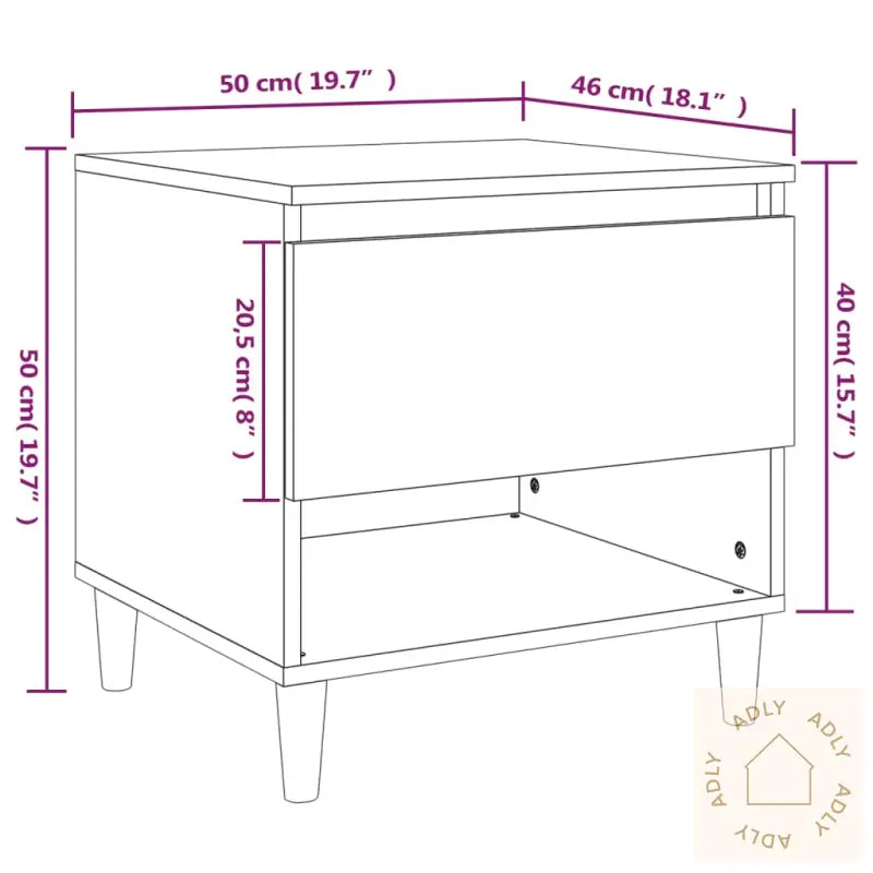 Nattbord 2 Stk Røkt Eik 50X46X50 Cm Konstruert Tre