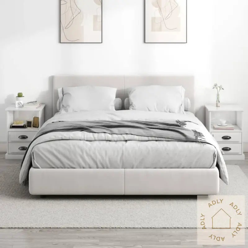 Nattbord 2 Stk Høyglans Hvit 43X36X60 Cm