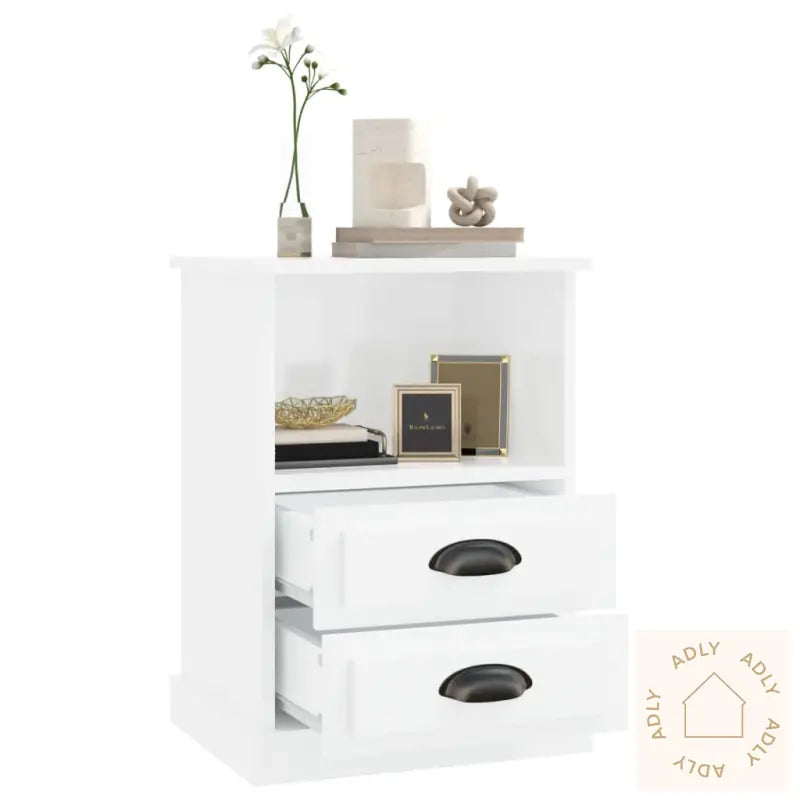 Nattbord 2 Stk Høyglans Hvit 43X36X60 Cm