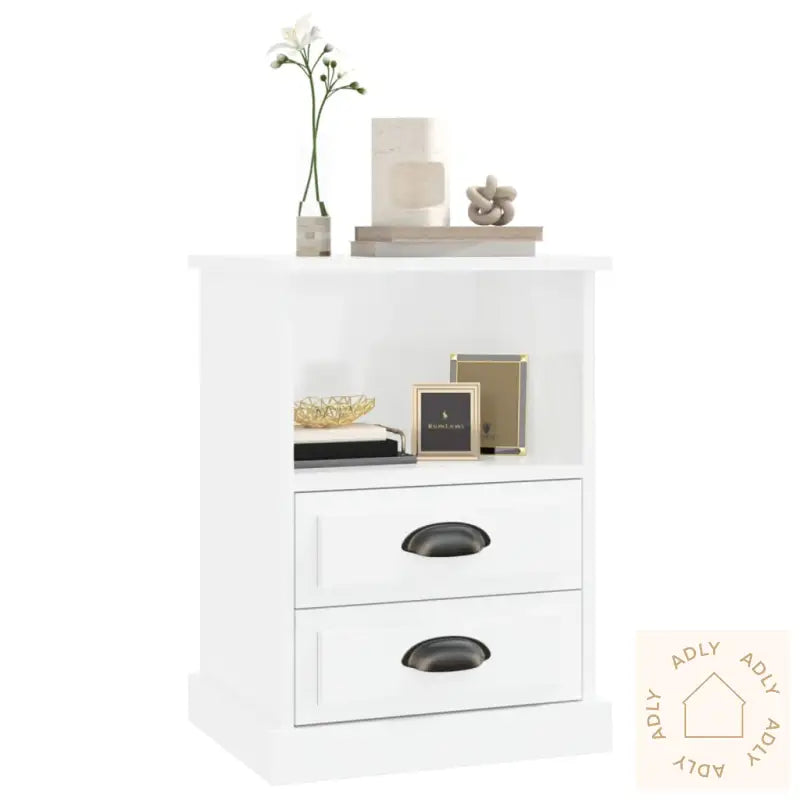Nattbord 2 Stk Høyglans Hvit 43X36X60 Cm