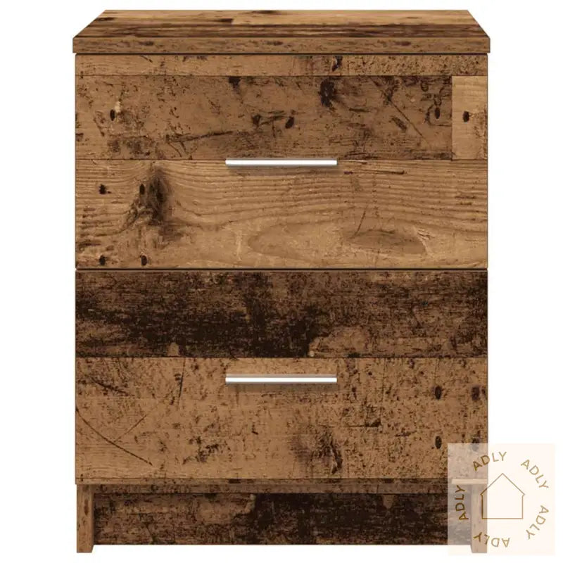 Nattbord Med 2 Skuffer Gammelt Tre 40X36X50 Cm