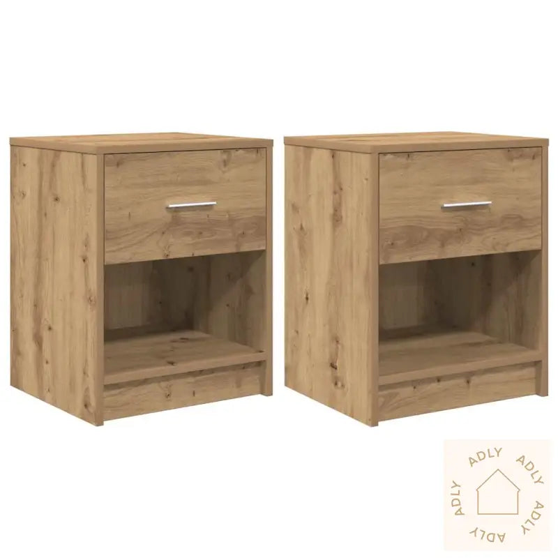 Nattbord 2 Stk Med Skuff Artisan Eik 40X34X50 Cm