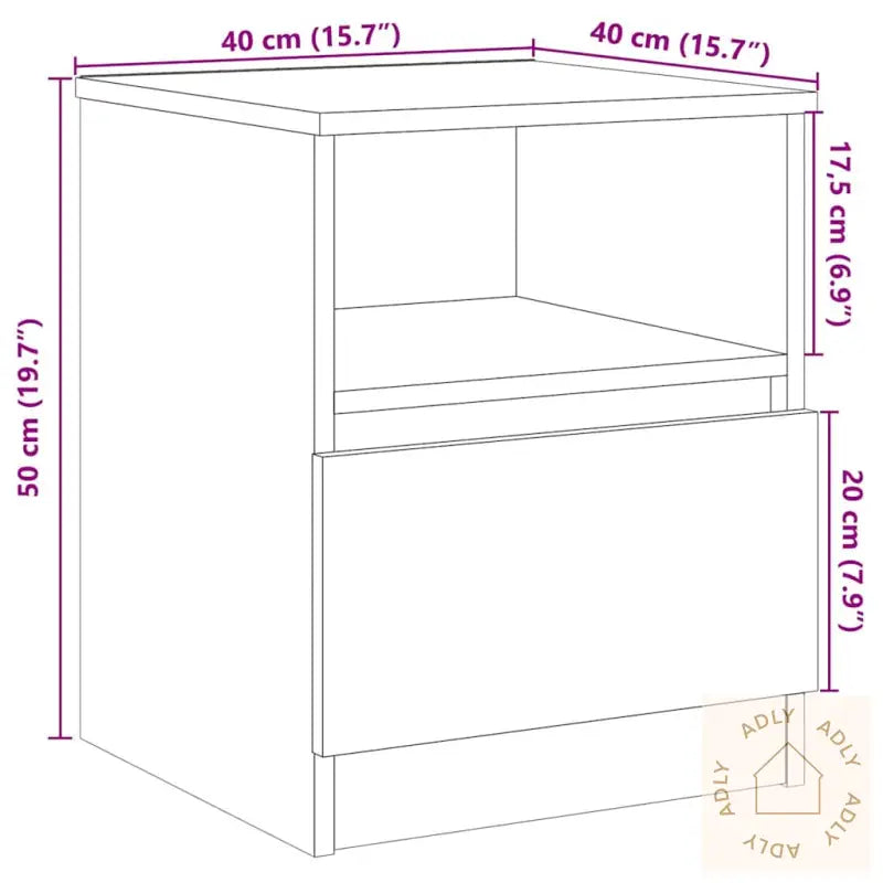 Nattbord Artisan Eik 40X40X50 Cm Konstruert Tre