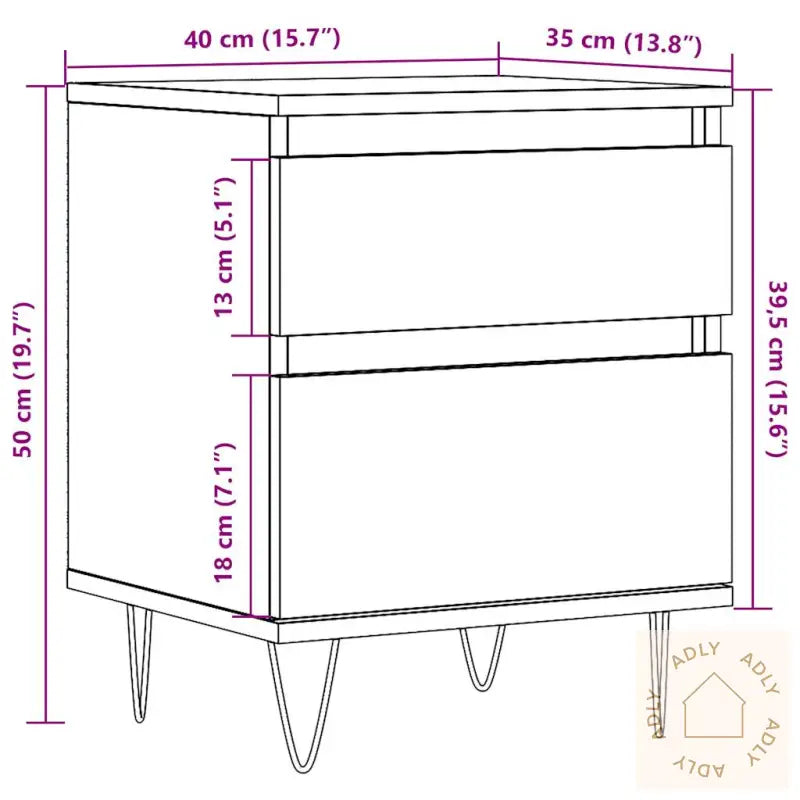 Nattbord Artisan Eik 40X35X50 Cm Konstruert Tre