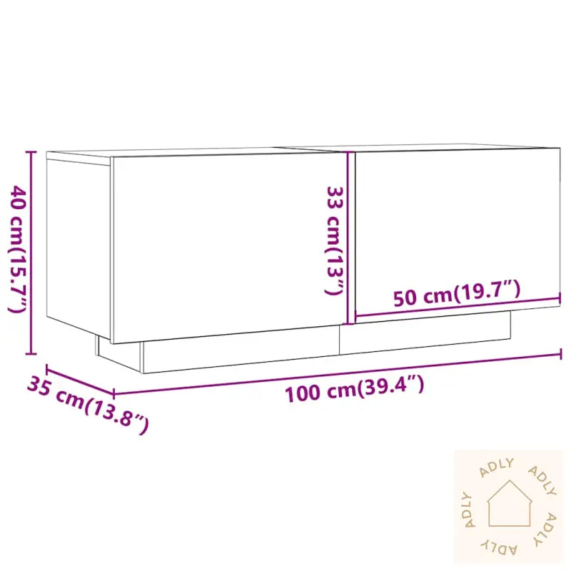 Nattbord Artisan Eik 100X35X40 Cm Konstruert Tre