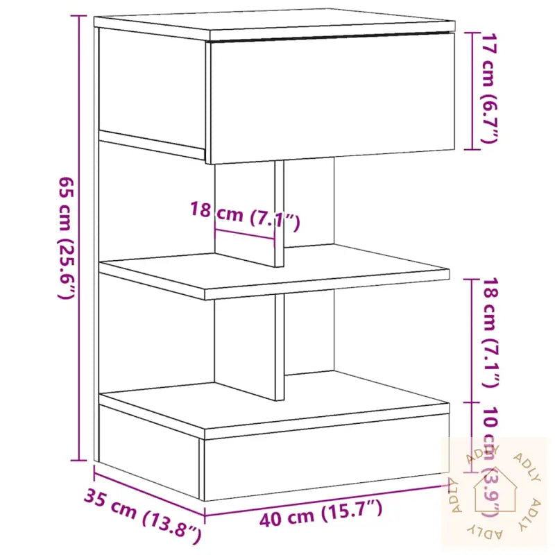 Nattbord 2 Stk Artisan Eik 40X35X65 Cm Konstruert Tre