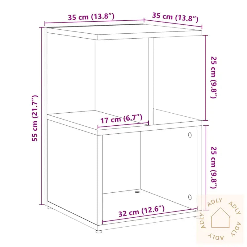 Nattbord 2 Stk Artisan Eik 35X35X55 Cm Konstruert Tre
