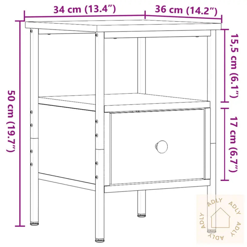 Nattbord 2 Stk Artisan Eik 34X36X50 Cm Konstruert Tre