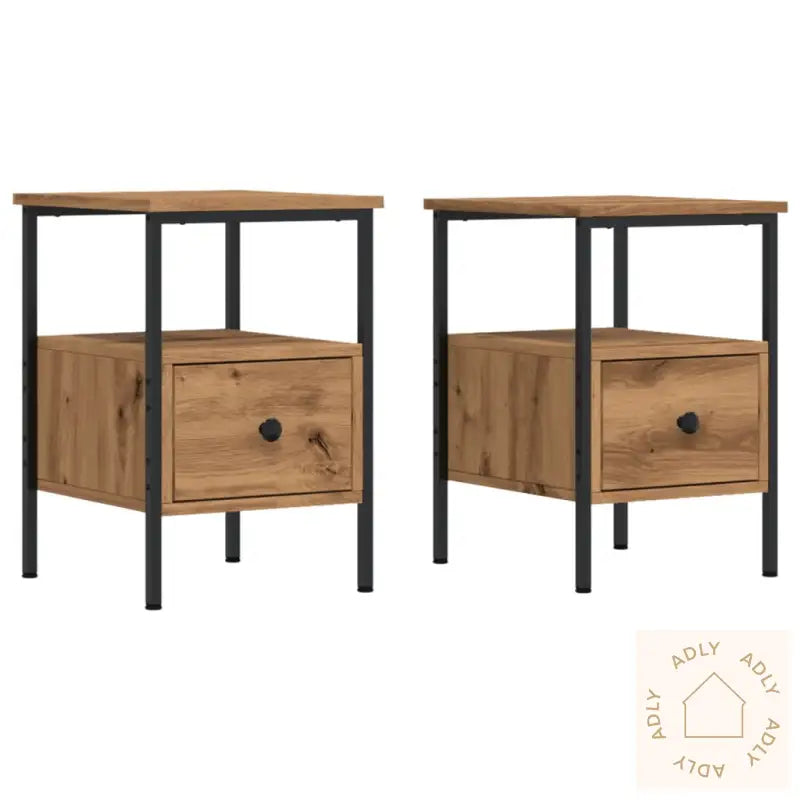 Nattbord 2 Stk Artisan Eik 34X36X50 Cm Konstruert Tre