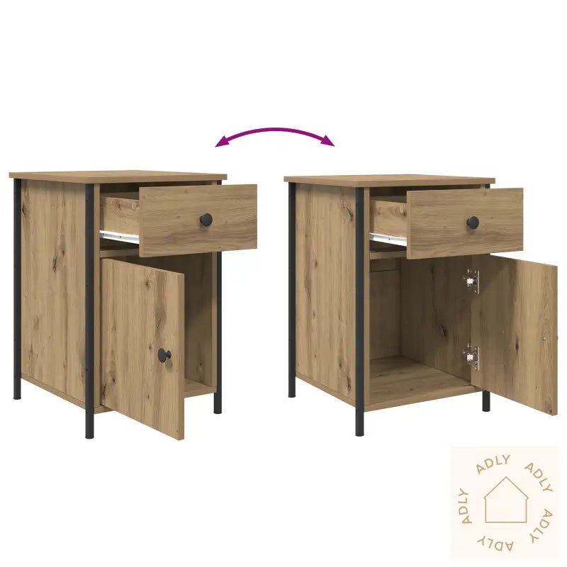 Nattbord 2 Stk Artisan Eik 40X42X60 Cm Konstruert Tre