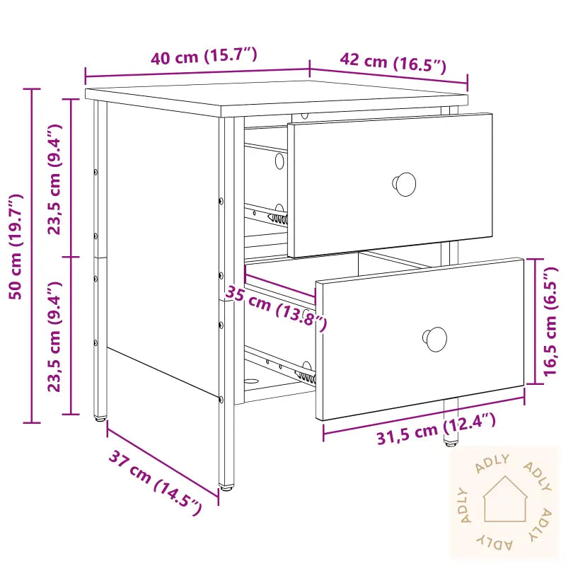Nattbord Artisan Eik 40X42X50 Cm Konstruert Tre