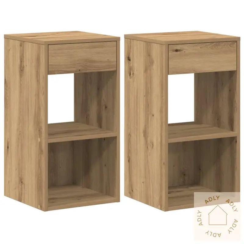 Nattbord Med Skuff 2 Stk Artisan Eik 35X34X66,5 Cm