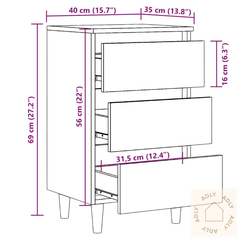 Nattbord Artisan Eik 40X35X69 Cm Konstruert Tre