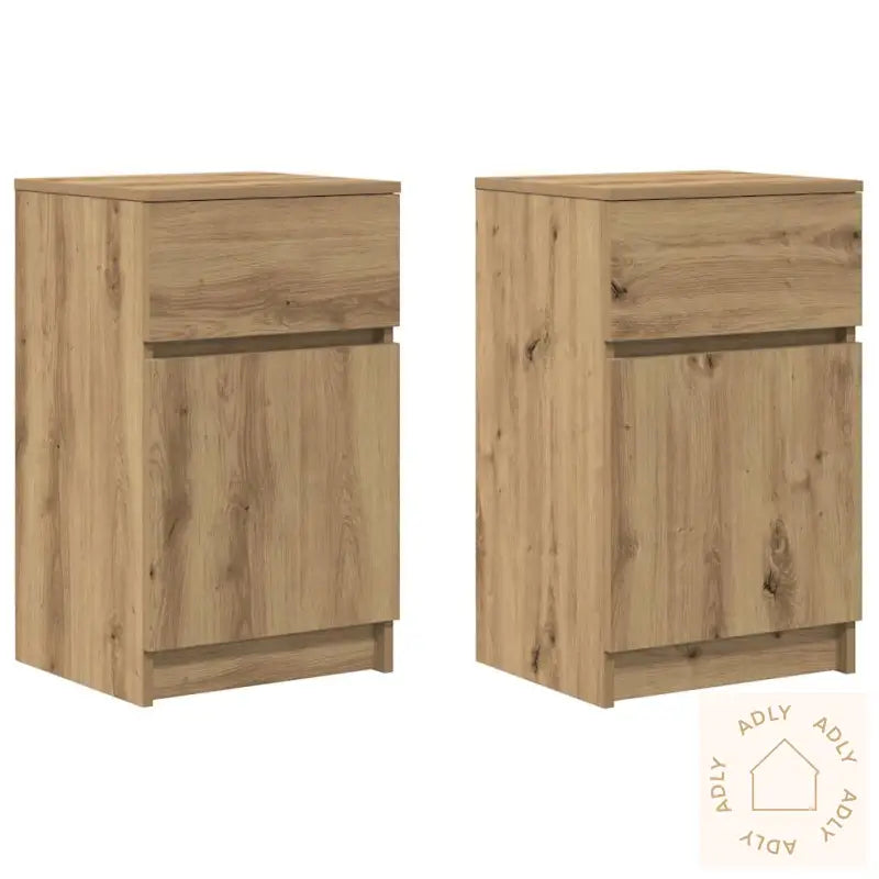 Nattbord 2 Stk Artisan Eik 39X35X65 Cm Konstruert Tre