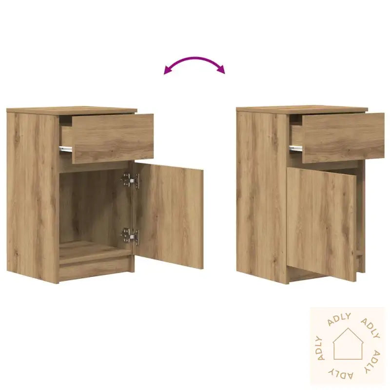 Nattbord 2 Stk Artisan Eik 39X35X65 Cm Konstruert Tre