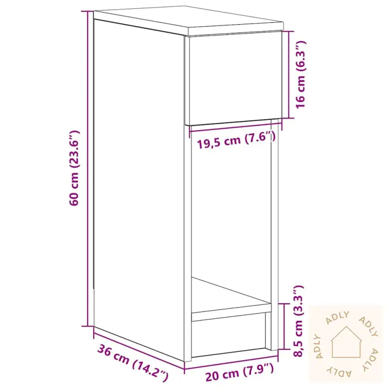 Nattskap Med Skuff Artisan Eik 20X36X60 Cm