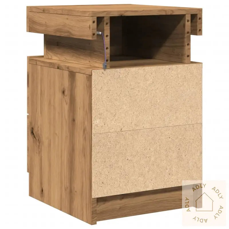 Nattbord 2 Stk Med Led Artisan Eik 35X39X55 Cm Konstruert Tre