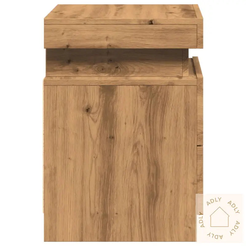 Nattbord 2 Stk Med Led Artisan Eik 35X39X55 Cm Konstruert Tre