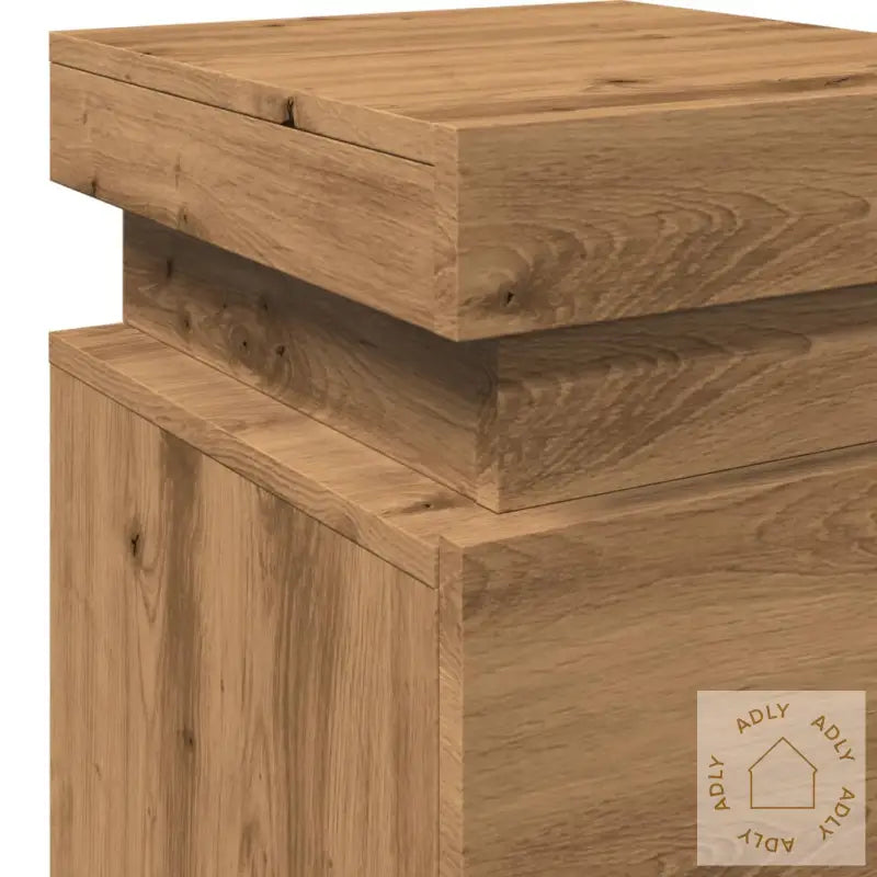 Nattbord 2 Stk Med Led Artisan Eik 35X39X55 Cm Konstruert Tre