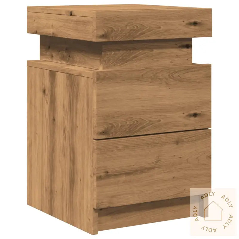Nattbord 2 Stk Med Led Artisan Eik 35X39X55 Cm Konstruert Tre