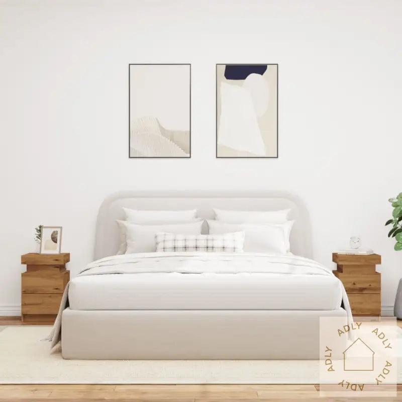 Nattbord 2 Stk Med Led Artisan Eik 35X39X55 Cm Konstruert Tre