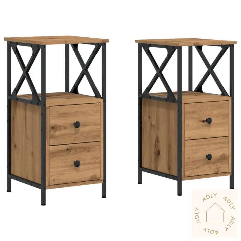 Nattbord 2 Stk Artisan Eik 34X35,5X70 Cm Konstruert Tre