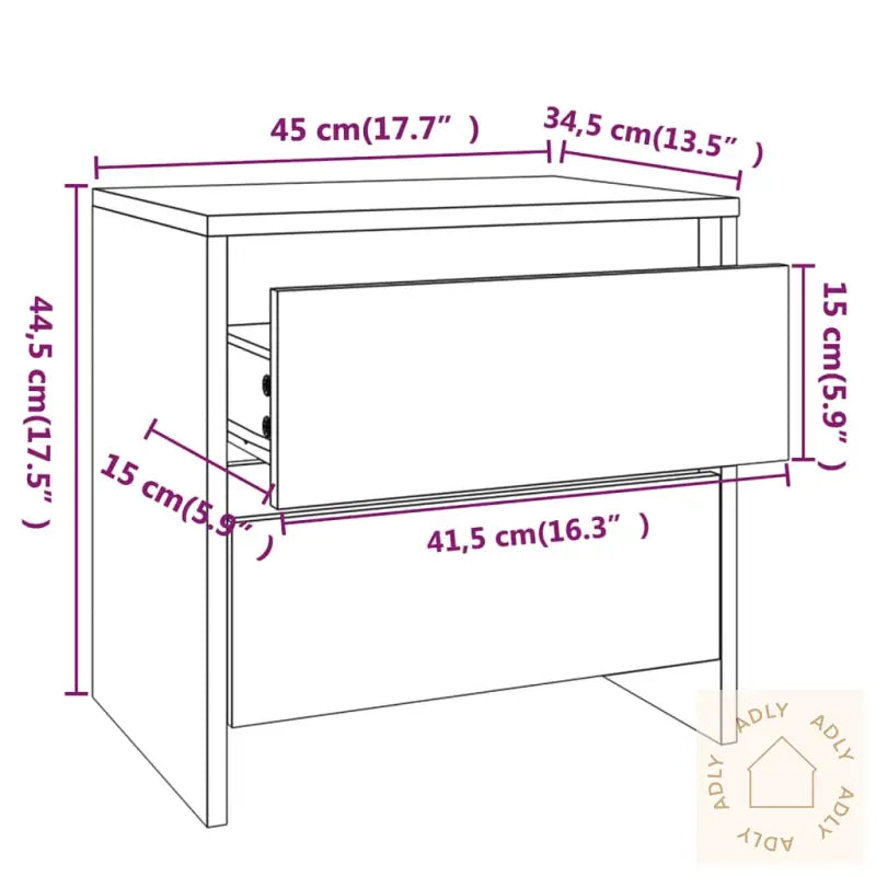 Nattbord Brun Eik 45X34,5X44,5 Cm Konstruert Tre
