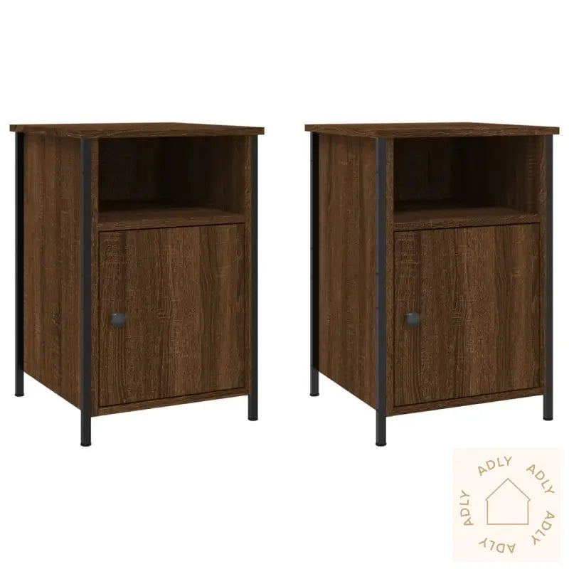 Nattbord 2 Stk Brun Eik 40X42X60 Cm Konstruert Tre