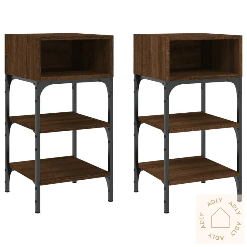 Nattbord 2 Stk Brun Eik 35X34,5X70 Cm Konstruert Tre