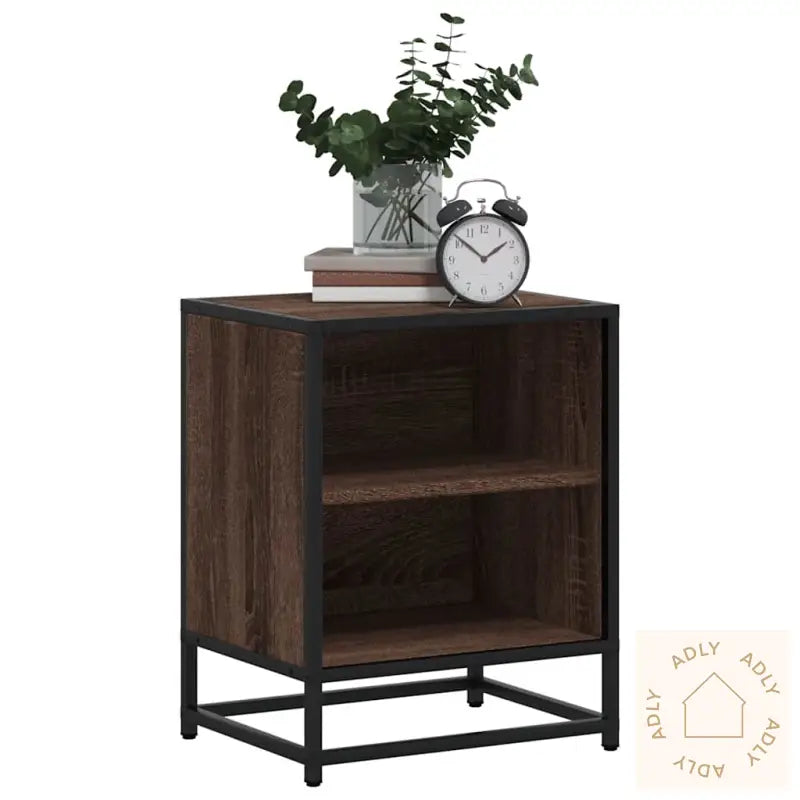 Nattbord 2 Stk Brun Eik 40X31X50 Cm Konstruert Tre Og Metall