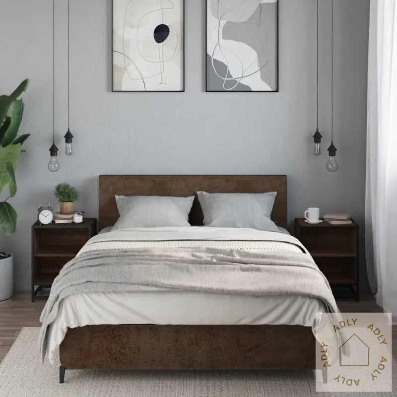 Nattbord 2 Stk Brun Eik 40X31X50 Cm Konstruert Tre Og Metall
