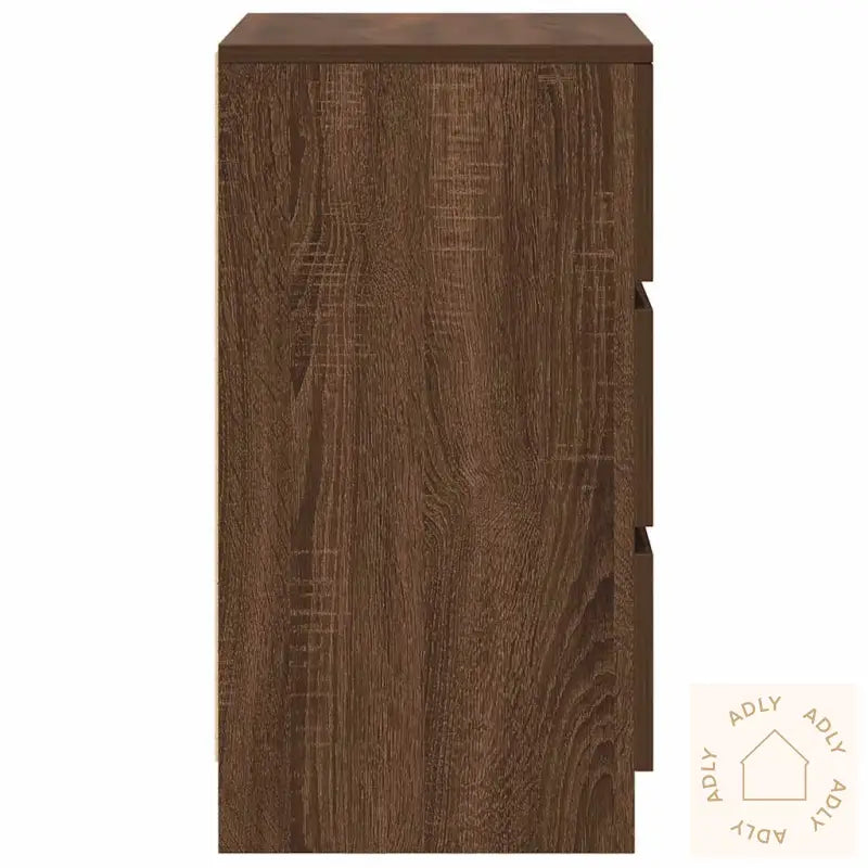 Nattskap Med 3 Skuffer 2 Stk Brun Eik 39X35X65 Cm