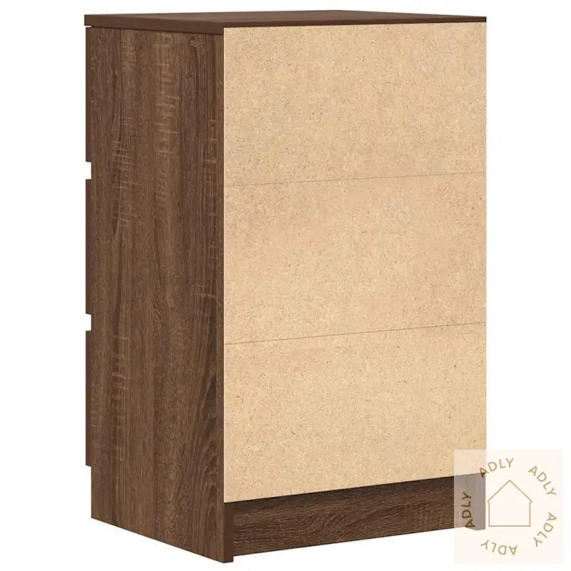 Nattskap Med 3 Skuffer 2 Stk Brun Eik 39X35X65 Cm