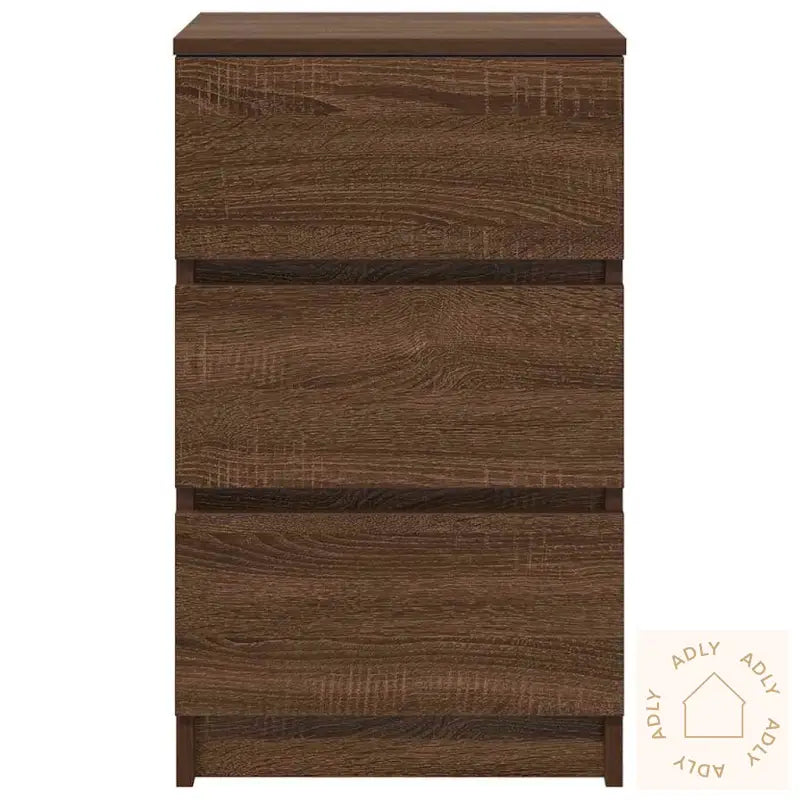 Nattskap Med 3 Skuffer 2 Stk Brun Eik 39X35X65 Cm