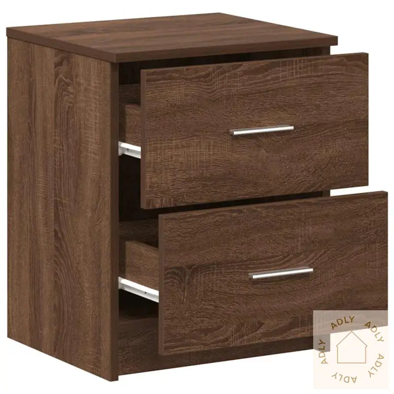 Nattbord 2 Stk Med 2 Skuffer Brun Eik 40X36X50 Cm