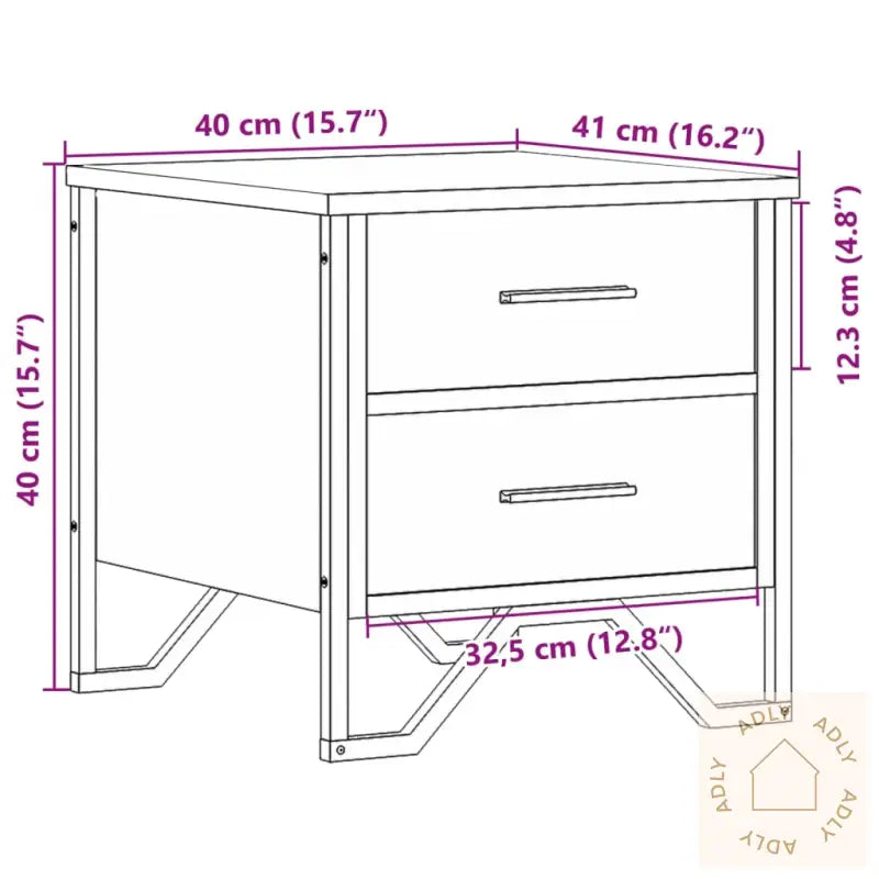 Nattbord Brun Eik 40X41X40 Cm Konstruert Tre