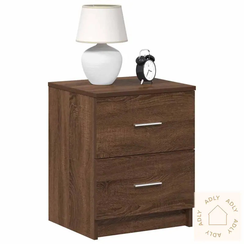 Nattbord 2 Stk Med 2 Skuffer Brun Eik 40X36X50 Cm
