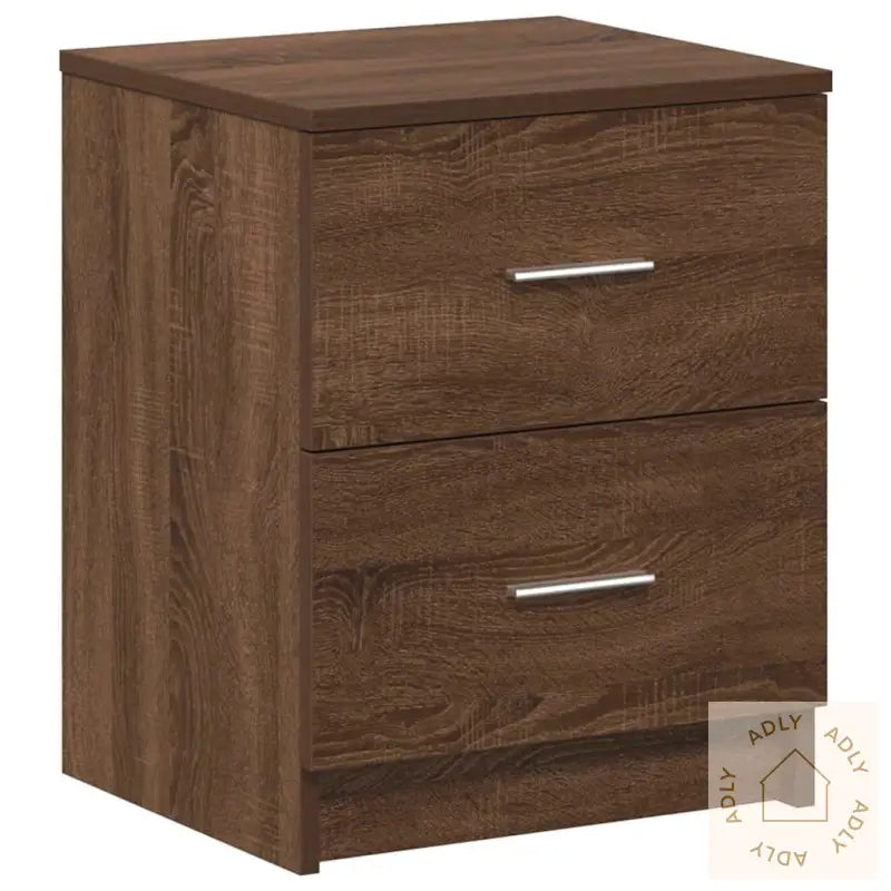 Nattbord 2 Stk Med 2 Skuffer Brun Eik 40X36X50 Cm