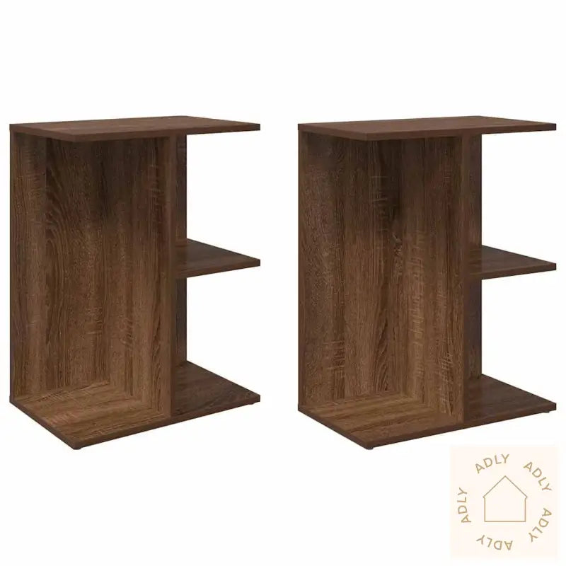 Nattbord 2 Stk Brun Eik 46,5X29X61 Cm Konstruert Tre