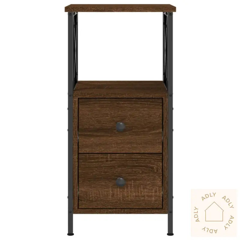 Nattbord 2 Stk Brun Eik 34X35,5X70 Cm Konstruert Tre